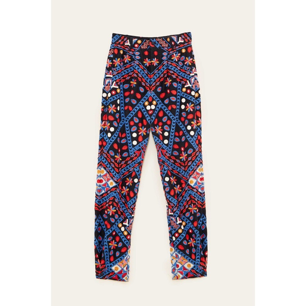 Farm Rio Cropped Corduroy Pants, Navy Blue, Medium, New! - Picture 5 of 8